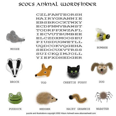 Scots Animal Wordfinder