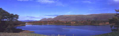 Loch Ardinning with the campsies and Ben Lomand in the background. Looking over the lands of the Clan Graham. (117100 bytes)