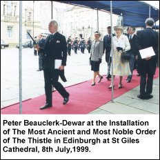 Peter Beauclerk-Dewar at the installation of the Most Ancient and Most Noble Order of the Thistle