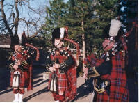 Pipe Major CWO Sandy Dewar (R) and Pipers of 48th Highlanders of Canada entertaining guests on Granite Club Terrace before the Tartan Day dinner