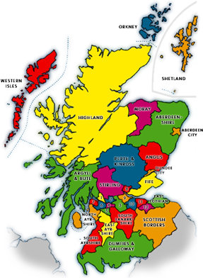 Scottish Local Council boundaries map