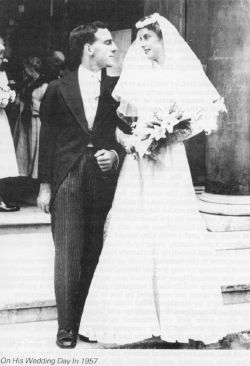 On his wedding day in 1957
