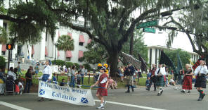 group in front of the Florida capital and on the parade route