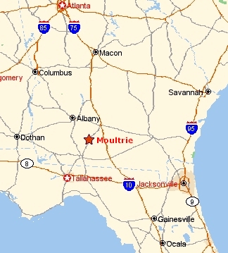 Moultrie is in South Georgia very near the Florida State border