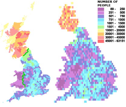 Concentrations of people born in Scotland