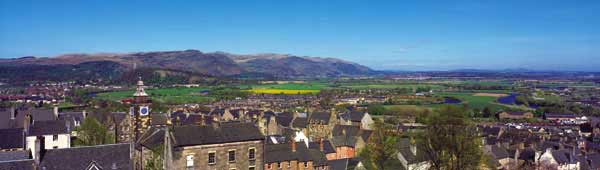 Stirling town , with views over to Hillfoot Villages & Towns, with views of Ochil Hills.