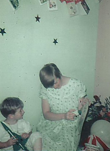 Mary with elder son David Crowe in NZ in 1967