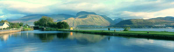 Lochaber, with Fort William, Ben Nevis, & the Caledonian Canal. Lands where Clan MacDonald roamed.