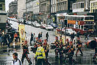 Paraders in the rain in Edinburgh