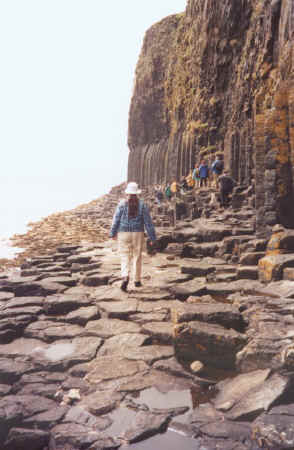 Peggy on the walk to Fingal's Cave, the Isle of Staffa